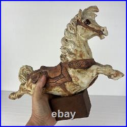 Vtg Pottery Horse Carousel California Artist Mary Fortna Mid Century Sculpture