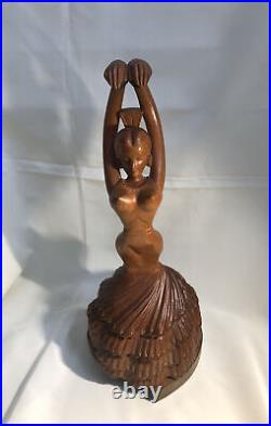 Vtg Rare Jose Pinal Carved Wood Flamenco Dancer MCM Sculpture Mexico SIGNED