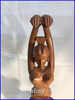 Vtg Rare Jose Pinal Carved Wood Flamenco Dancer MCM Sculpture Mexico SIGNED