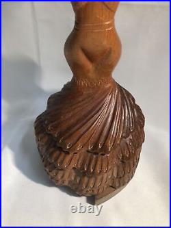 Vtg Rare Jose Pinal Carved Wood Flamenco Dancer MCM Sculpture Mexico SIGNED