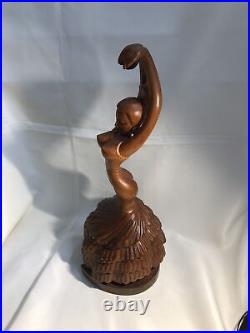 Vtg Rare Jose Pinal Carved Wood Flamenco Dancer MCM Sculpture Mexico SIGNED