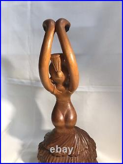 Vtg Rare Jose Pinal Carved Wood Flamenco Dancer MCM Sculpture Mexico SIGNED