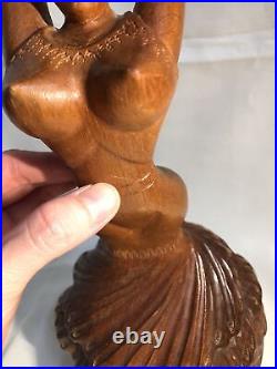 Vtg Rare Jose Pinal Carved Wood Flamenco Dancer MCM Sculpture Mexico SIGNED