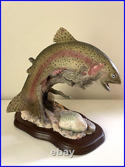 Vtg Rare Trophy Trout Danbury Mint Trout Treasures Realistic Sculpture Wood Base