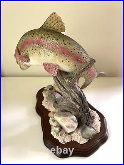 Vtg Rare Trophy Trout Danbury Mint Trout Treasures Realistic Sculpture Wood Base