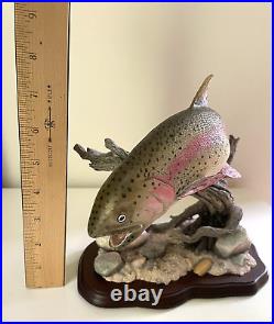 Vtg Rare Trophy Trout Danbury Mint Trout Treasures Realistic Sculpture Wood Base