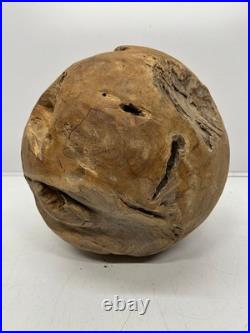 Vtg Root Ball Burl Maybe Teak Wood Mid-Century Sphere Natural Sculpture Art 14