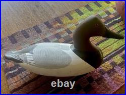 Vtg Signed Bill Streaker Drake Canvasback Duck Glass Eyes Decoy North 1996