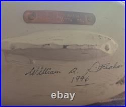 Vtg Signed Bill Streaker Drake Canvasback Duck Glass Eyes Decoy North 1996