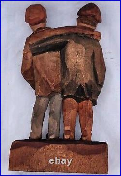 Vtg Sweden Carved Wood Sculpture Artist Carl Johan Trygg Hobo Best Buddies 8.5