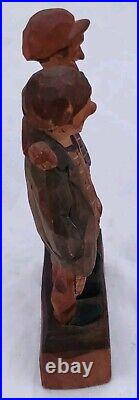 Vtg Sweden Carved Wood Sculpture Artist Carl Johan Trygg Hobo Best Buddies 8.5