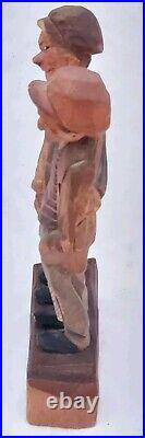 Vtg Sweden Carved Wood Sculpture Artist Carl Johan Trygg Hobo Best Buddies 8.5