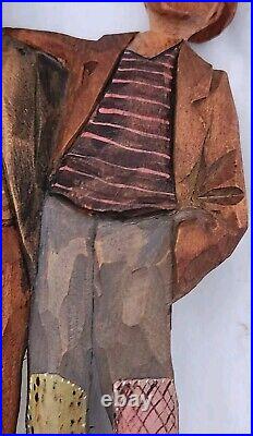 Vtg Sweden Carved Wood Sculpture Artist Carl Johan Trygg Hobo Best Buddies 8.5