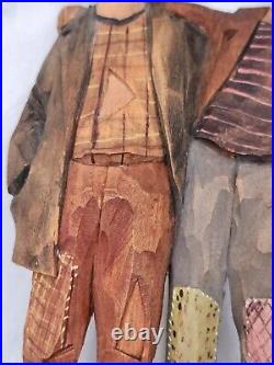 Vtg Sweden Carved Wood Sculpture Artist Carl Johan Trygg Hobo Best Buddies 8.5