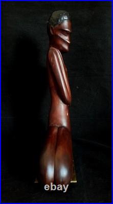 Vtg Wood & Brass Nude African Woman Sculpture Werkstatte Hagenauer Manner 1950