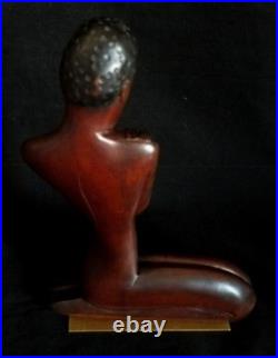 Vtg Wood & Brass Nude African Woman Sculpture Werkstatte Hagenauer Manner 1950