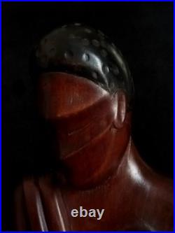 Vtg Wood & Brass Nude African Woman Sculpture Werkstatte Hagenauer Manner 1950