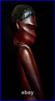 Vtg Wood & Brass Nude African Woman Sculpture Werkstatte Hagenauer Manner 1950