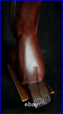 Vtg Wood & Brass Nude African Woman Sculpture Werkstatte Hagenauer Manner 1950