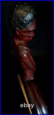 Vtg Wood & Brass Nude African Woman Sculpture Werkstatte Hagenauer Manner 1950