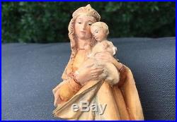 Vtg Wood Carved Madonna Virgin Mary And Child Sculpture 6.5 Tall Switzerland