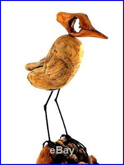 Vtg Wood Carving Driftwood Duffy Bird Firgural Art Sculpture Signed Sandpiper