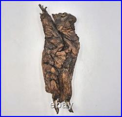 Vtg Wood Spirit Tree Bark Sculpture Handmade Natural Folk Art Hanging Wall Mount