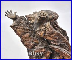 Vtg Wood Spirit Tree Bark Sculpture Handmade Natural Folk Art Hanging Wall Mount