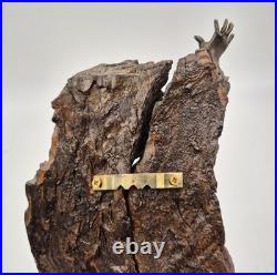 Vtg Wood Spirit Tree Bark Sculpture Handmade Natural Folk Art Hanging Wall Mount
