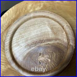 Vtg rare Jerry Vanderzandem turned maple wood art bowl Hayden ID 15 Carved