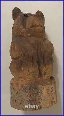 WILDLIFE REFLECTIONS 1996 Signed Chainsaw Sculpture Carved Wood Bear Vintage