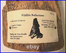 WILDLIFE REFLECTIONS 1996 Signed Chainsaw Sculpture Carved Wood Bear Vintage