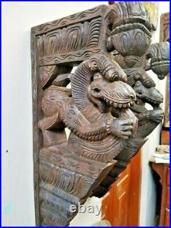 Wall Bracket Corbel Pair Yalli Dragon Lion Statue Vintage Yali Vastu Sculpture