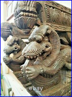 Wall Bracket Corbel Pair Yalli Dragon Lion Statue Vintage Yali Vastu Sculpture
