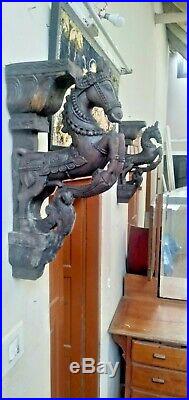 Wall Corbel Horse Pair Bracket Wooden carved Sculpture Statue Vintage Home Decor
