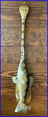 Walleye Wood Carving Fish Taxidermy Vintage Lure Fish Decoy Casey Edwards