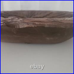 Walnut Wood Fruit Bowl Vintage Carved Hand Sculpture Art Lumber Wall 3D