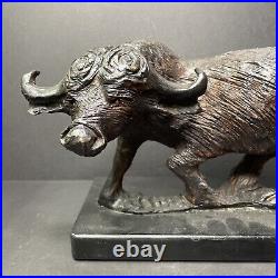 Water Buffalo Solid Wood Carving Hand Carved G. Hierholtz Vintage Sculpture 10