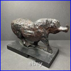 Water Buffalo Solid Wood Carving Hand Carved G. Hierholtz Vintage Sculpture 10