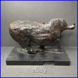 Water Buffalo Solid Wood Carving Hand Carved G. Hierholtz Vintage Sculpture 10