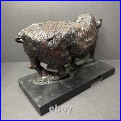 Water Buffalo Solid Wood Carving Hand Carved G. Hierholtz Vintage Sculpture 10