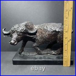 Water Buffalo Solid Wood Carving Hand Carved G. Hierholtz Vintage Sculpture 10