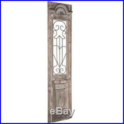 Whitewashed Scroll Door Wood Wall Decor Rustic Antique Style Wood & Metal Wall