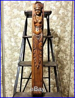 Winged caryatid wood carving corbel bracket Vintage french architectural salvage