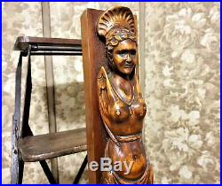 Winged caryatid wood carving corbel bracket Vintage french architectural salvage