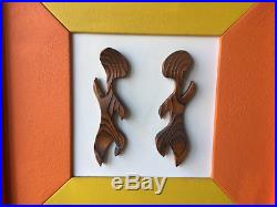 Witco Carved Abstract Sculpture Burnt Wood Vintage MID Century Modern Eames Era