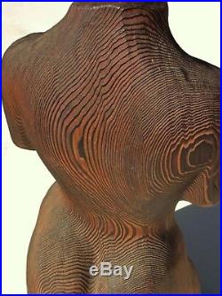 Wonderful Vintage MCM Female Torso Sculpture Strong Wood Grain Danish Modern