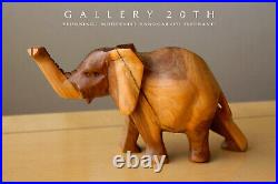 Wonderful! Wood Handcarved Elephant Sculpture! Danish Modern Vtg Art 60's