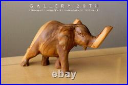 Wonderful! Wood Handcarved Elephant Sculpture! Danish Modern Vtg Art 60's