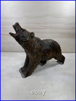 Wood Bear Carving Vintage Antique Large Hand Carved Wooden Grizzly 11 1/2 X 13